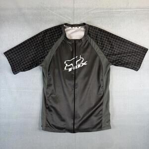 Fox Racing Cycling Jersey Mens Medium* Gray Short Sleeve Full Zip Bottle Pocket